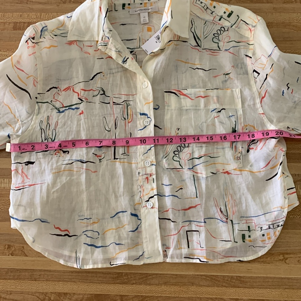 Banana Republic Boxy Cropped Ramie Shirt Size XS - Picture 9 of 10